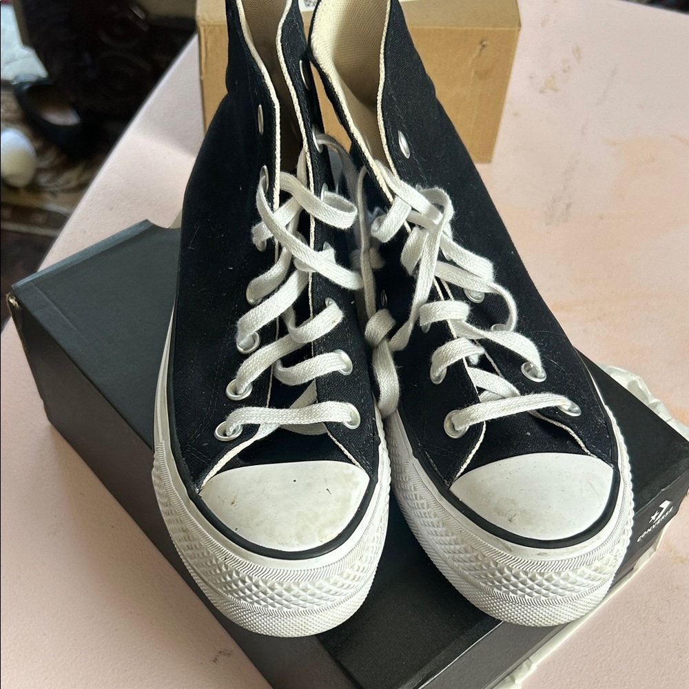 Converse Black High-Top Canvas Sneakers with White Accents